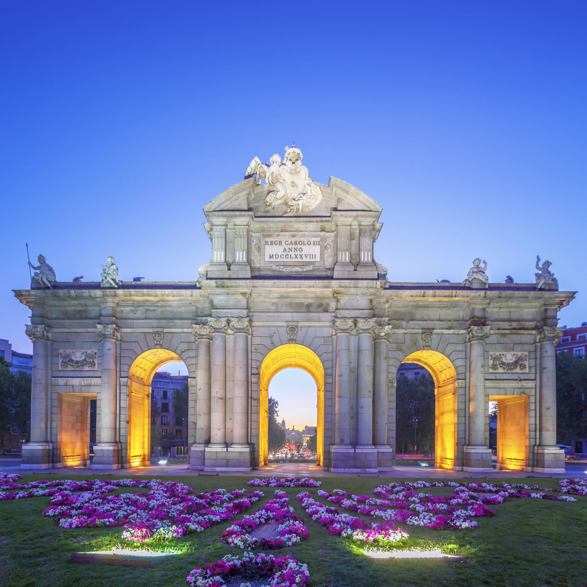 View of Puerta de Alcala at sunset
